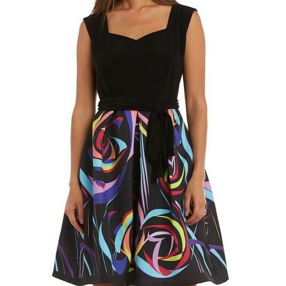 R & M Richards Dresses & Skirts - *Sale* R & M Richards Black Multi-Color Sleeveless Party Cocktail Dress Size 8P